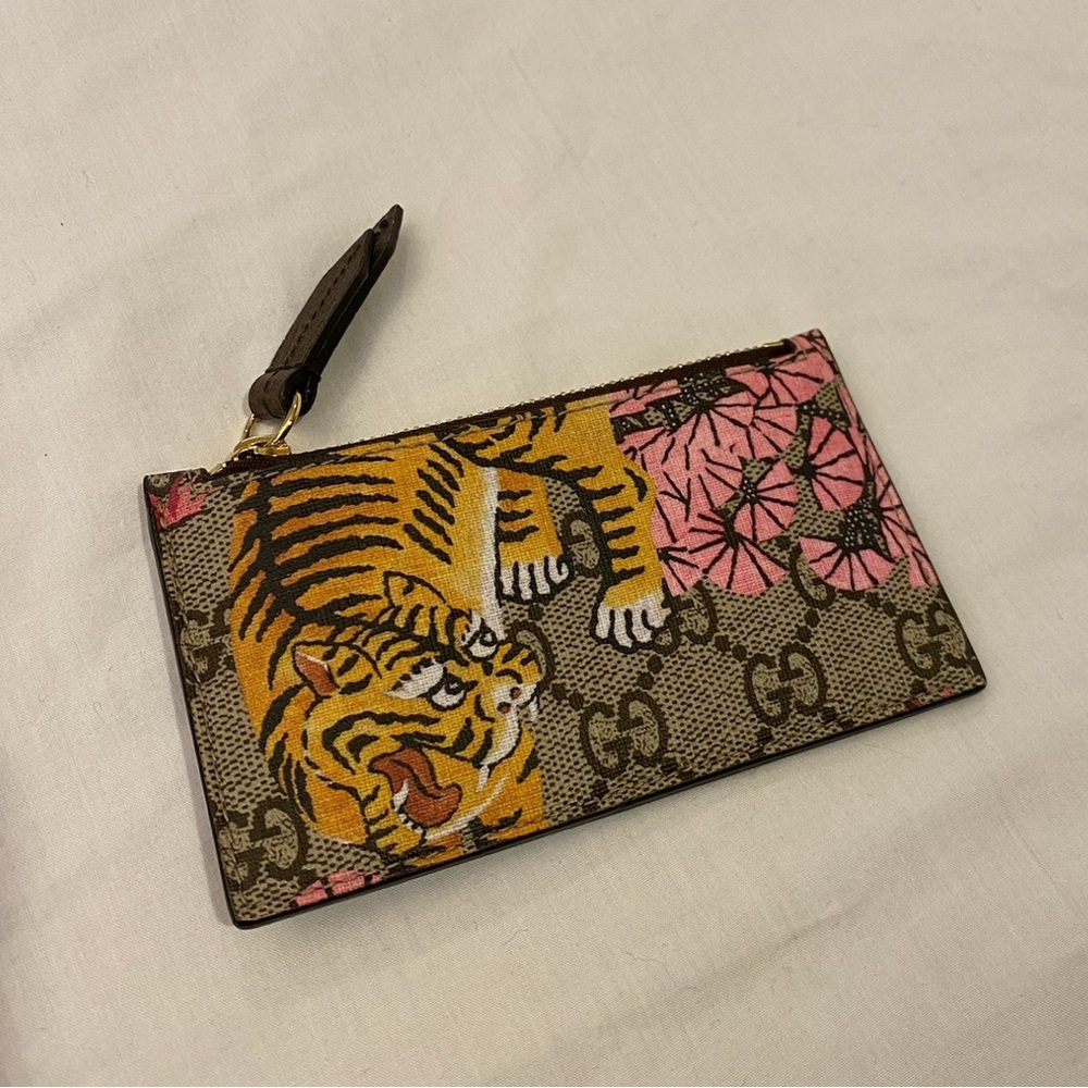 GUCCI GG SUPREME MONOGRAM BENGAL COIN CASE CARD